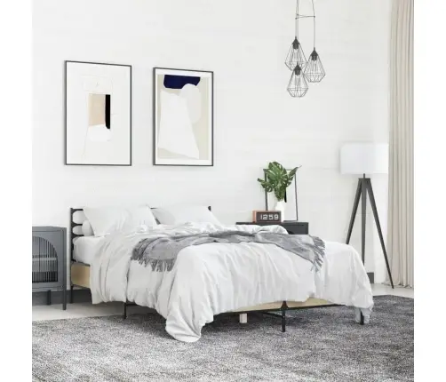 Gultas Rāmis, Ozola Krāsā, 140X200Cm, Inženierijas Koks, Metāls Vidaxl