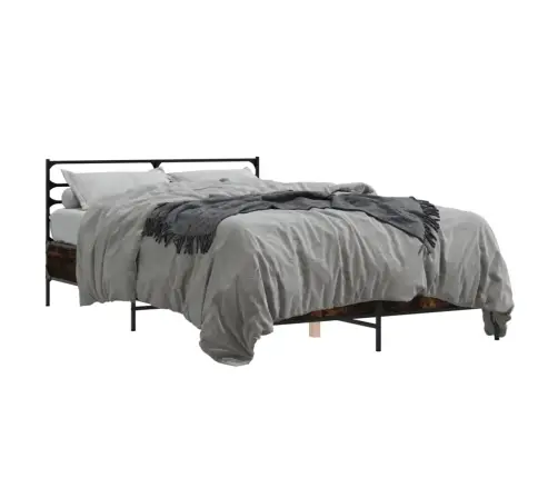 Gultas Rāmis, Ozola Krāsā, 140X200Cm, Inženierijas Koks, Metāls Vidaxl