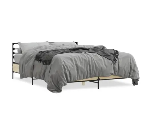 Voodiraam, Sonoma Tamm, 150X200 cm Tehispuit Ja Metall