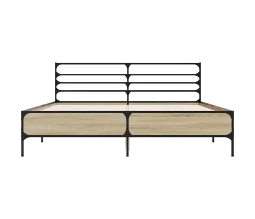 Voodiraam, Sonoma Tamm, 150X200 cm Tehispuit Ja Metall