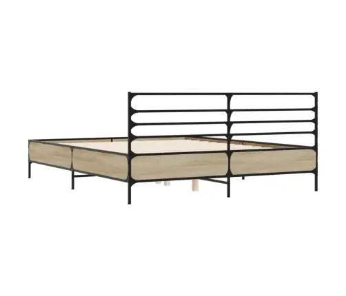 Voodiraam, Sonoma Tamm, 150X200 cm Tehispuit Ja Metall