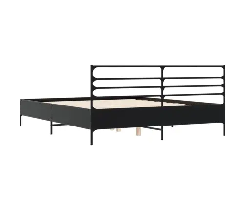 Voodiraam, Must, 160 X 200 cm Tehispuit Ja Metall