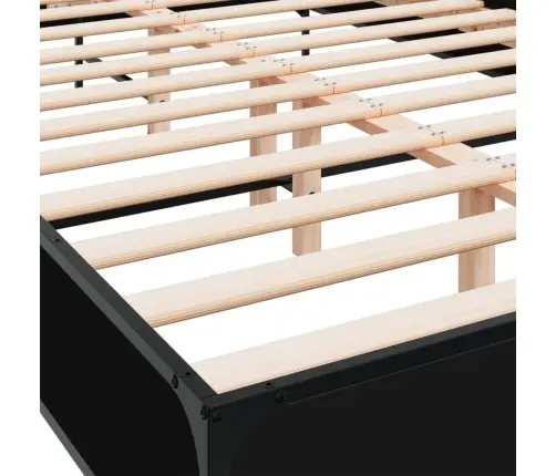 Voodiraam, Must, 160 X 200 cm Tehispuit Ja Metall