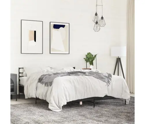 Voodiraam, Must, 160 X 200 cm Tehispuit Ja Metall