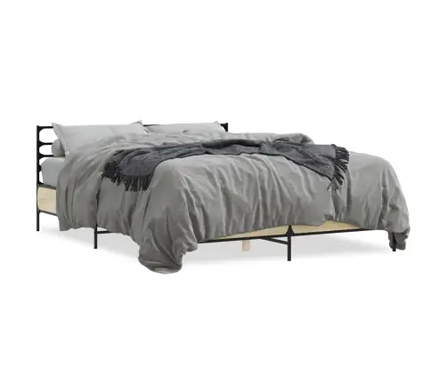 Gultas Rāmis, Ozola Krāsā, 160X200Cm, Inženierijas Koks, Metāls Vidaxl