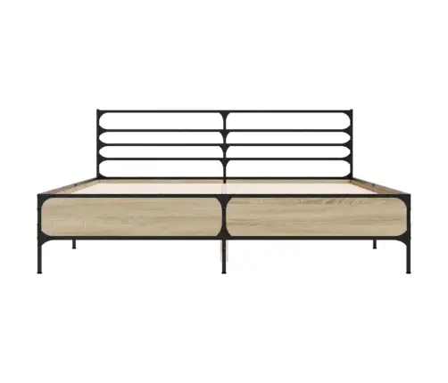 Gultas Rāmis, Ozola Krāsā, 160X200Cm, Inženierijas Koks, Metāls Vidaxl