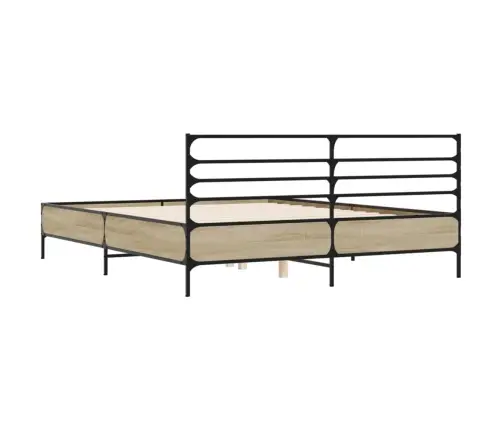 Gultas Rāmis, Ozola Krāsā, 160X200Cm, Inženierijas Koks, Metāls Vidaxl