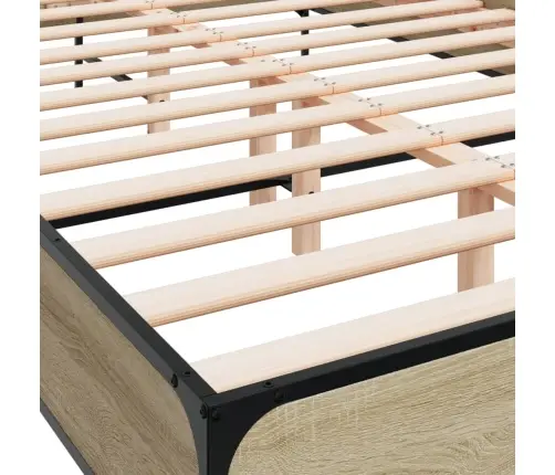 Gultas Rāmis, Ozola Krāsā, 160X200Cm, Inženierijas Koks, Metāls Vidaxl
