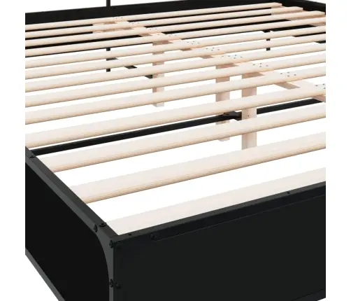 Voodiraam, Must, 180 X 200 cm Tehispuit Ja Metall