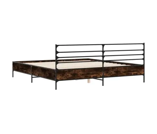 Voodiraam, Suitsutatud Tamm, 180 X 200 cm Tehispuit Ja Metall