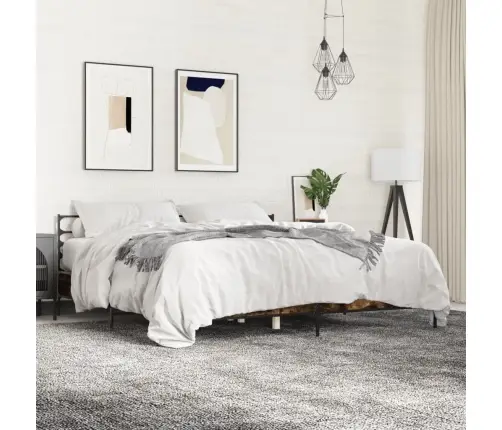 Voodiraam, Suitsutatud Tamm, 180 X 200 cm Tehispuit Ja Metall