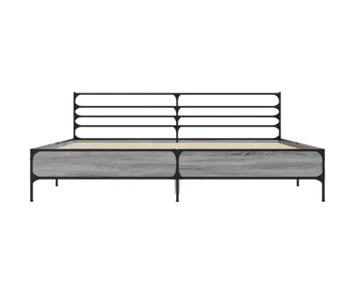 Voodiraam, Hall Sonoma Tamm, 180 X 200 cm Tehispuit Ja Metall