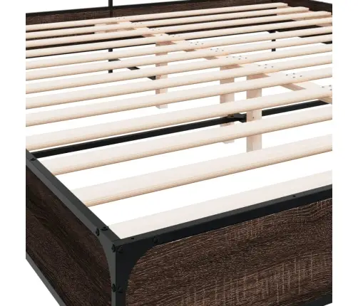 Gultas Rāmis, Brūna Ozola, 180X200Cm, Inženierijas Koks, Metāls Vidaxl