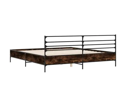 Gultas Rāmis, Ozola Krāsā, 200X200Cm, Inženierijas Koks, Metāls Vidaxl