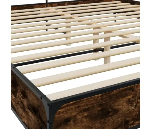 Gultas Rāmis, Ozola Krāsā, 200X200Cm, Inženierijas Koks, Metāls Vidaxl