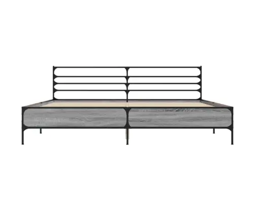 Gultas Rāmis, Pelēka Ozola,200X200Cm, Inženierijas Koks, Metāls Vidaxl