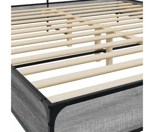 Gultas Rāmis, Pelēka Ozola,200X200Cm, Inženierijas Koks, Metāls Vidaxl