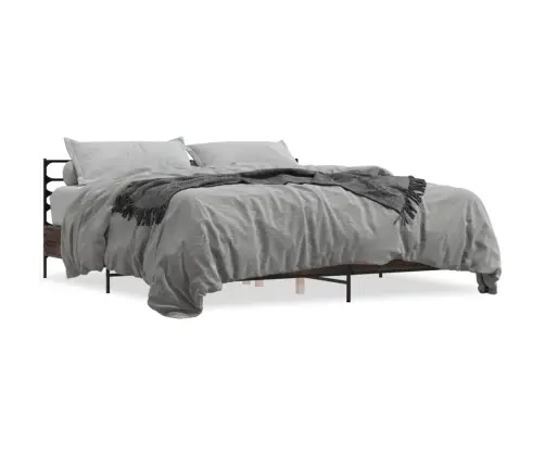 Voodiraam, Pruun Tamm, 200 X 200 cm Tehispuit Ja Metall