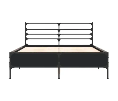 Gultas Rāmis, Melns, 120X190 Cm, Inženierijas Koks, Metāls Vidaxl
