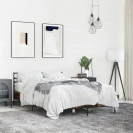 Gultas Rāmis, Ozola Krāsā, 120X190Cm, Inženierijas Koks, Metāls Vidaxl