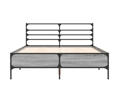 Gultas Rāmis, Pelēka Ozola,120X190Cm, Inženierijas Koks, Metāls Vidaxl