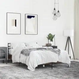 Voodiraam, Pruun Tamm, 120 X 190 cm Tehispuit Ja Metall