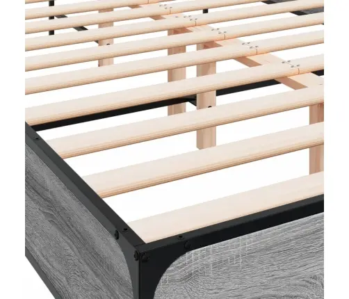 Voodiraam, Hall Sonoma Tamm, 135 X 190 cm Tehispuit Ja Metall