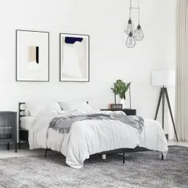 Gultas Rāmis, Melns, 140X190 Cm, Inženierijas Koks, Metāls Vidaxl