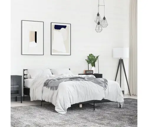 Lovos Rėmas, Juodas, 140X190cm Apdirbta Mediena Ir Metalas