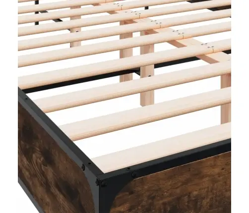 Voodiraam, Suitsutatud Tamm, 140 X 190 cm Tehispuit Ja Metall