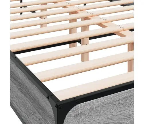 Voodiraam, Hall Sonoma Tamm, 140 X 190 cm Tehispuit Ja Metall