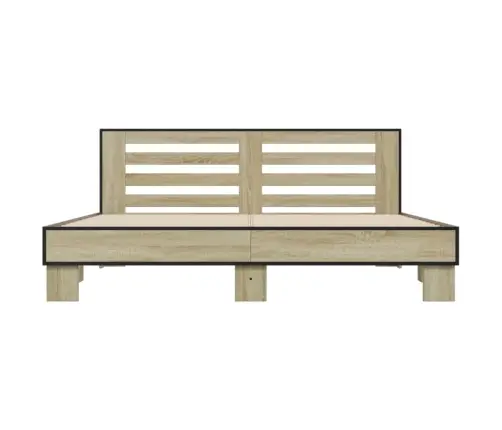 Gultas Rāmis, Ozola Krāsā, 200X200Cm, Inženierijas Koks, Metāls Vidaxl