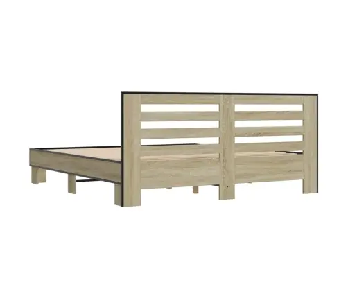 Gultas Rāmis, Ozola Krāsā, 200X200Cm, Inženierijas Koks, Metāls Vidaxl