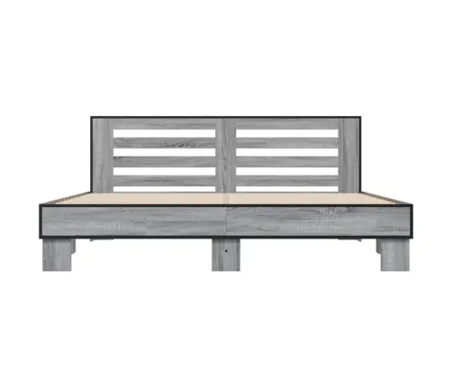 Gultas Rāmis, Pelēka Ozola,200X200Cm, Inženierijas Koks, Metāls Vidaxl