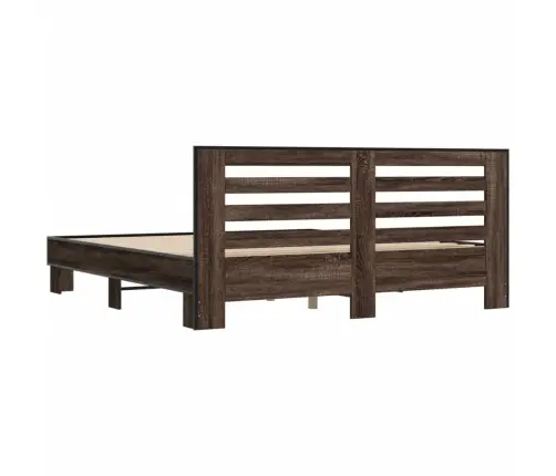 Gultas Rāmis, Brūna Ozola, 200X200Cm, Inženierijas Koks, Metāls Vidaxl