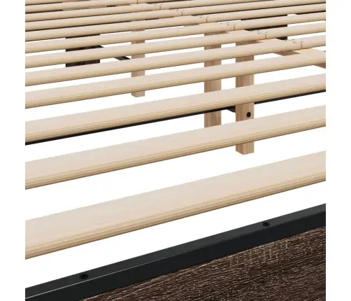 Gultas Rāmis, Brūna Ozola, 200X200Cm, Inženierijas Koks, Metāls Vidaxl
