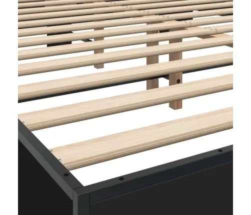 Voodiraam, Must, 150 X 200 cm Tehispuit Ja Metall