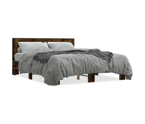 Gultas Rāmis, Ozola Krāsā, 150X200Cm, Inženierijas Koks, Metāls Vidaxl