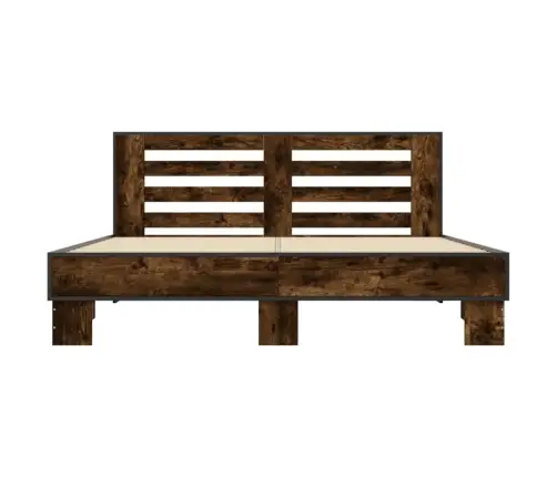 Gultas Rāmis, Ozola Krāsā, 150X200Cm, Inženierijas Koks, Metāls Vidaxl