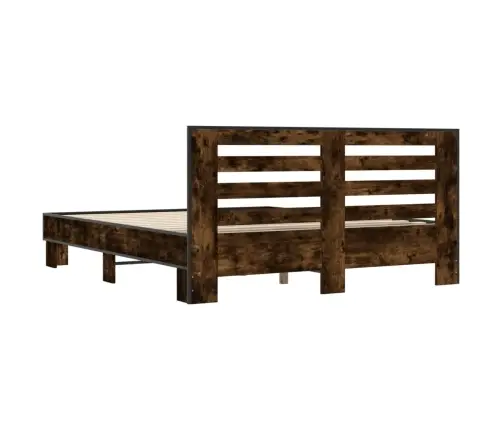 Gultas Rāmis, Ozola Krāsā, 150X200Cm, Inženierijas Koks, Metāls Vidaxl