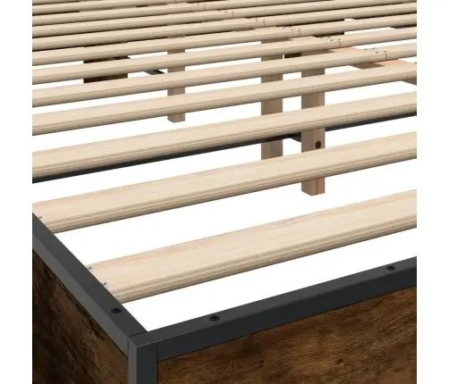 Gultas Rāmis, Ozola Krāsā, 150X200Cm, Inženierijas Koks, Metāls Vidaxl