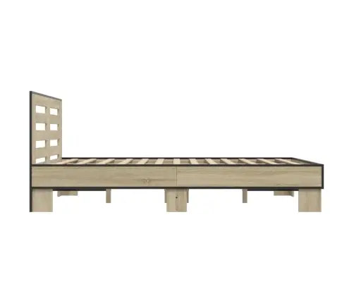 Gultas Rāmis, Ozola Krāsā, 140X200Cm, Inženierijas Koks, Metāls Vidaxl