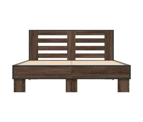 Gultas Rāmis, Brūna Ozola, 140X200Cm, Inženierijas Koks, Metāls Vidaxl