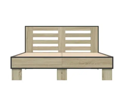 Gultas Rāmis, Ozola Krāsā, 120X200Cm, Inženierijas Koks, Metāls Vidaxl