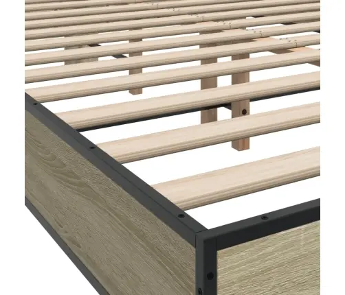 Gultas Rāmis, Ozola Krāsā, 120X200Cm, Inženierijas Koks, Metāls Vidaxl