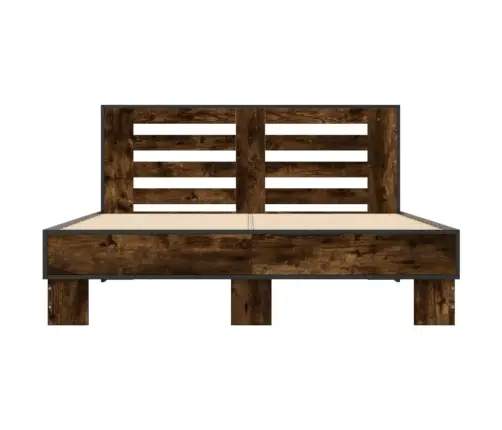 Voodiraam, Suitsutatud Tamm, 120 X 200 cm Tehispuit Ja Metall