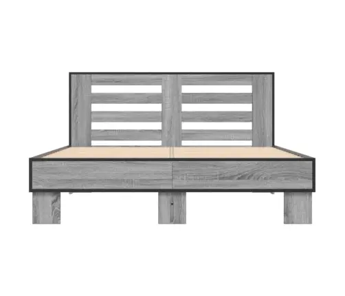 Gultas Rāmis, Pelēka Ozola 120X200Cm, Inženierijas Koks, Metāls Vidaxl