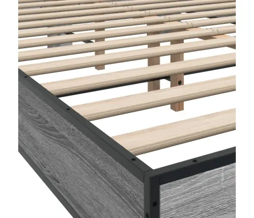 Gultas Rāmis, Pelēka Ozola 120X200Cm, Inženierijas Koks, Metāls Vidaxl