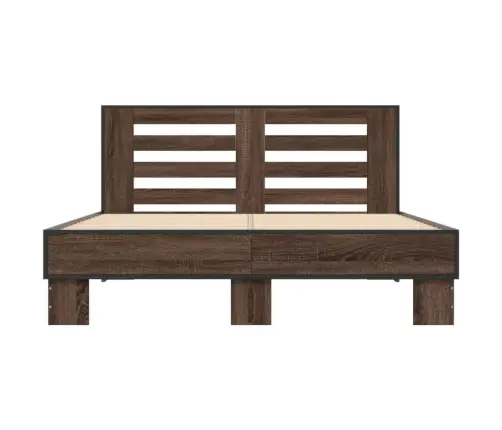 Gultas Rāmis, Brūna Ozola, 120X200Cm, Inženierijas Koks, Metāls Vidaxl