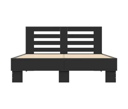 Voodiraam, Must, 140 X 190 cm Tehispuit Ja Metall